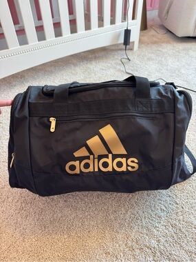 Adidas Black Duffel Bag with Gold Logo